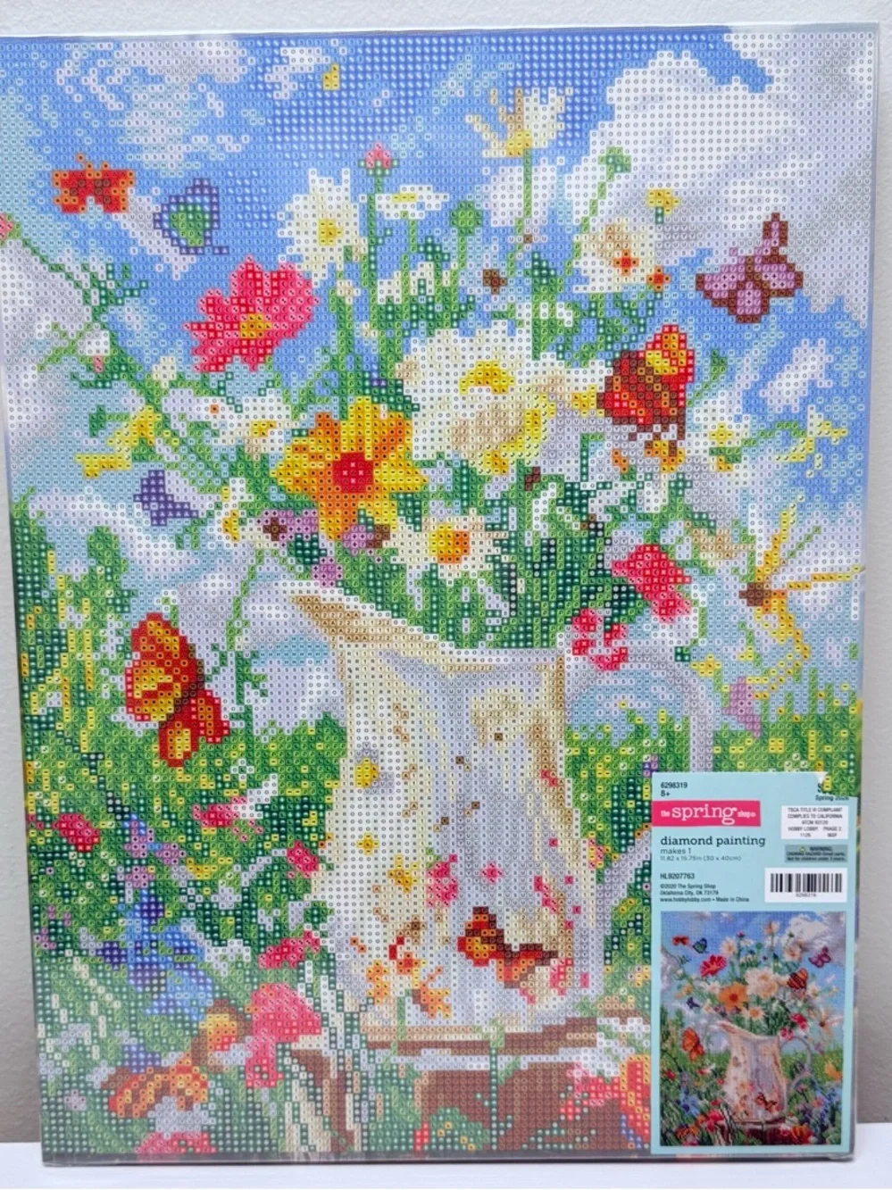Diamond Art Canvas - Floral Watering Can in White and Multicolor, 2026